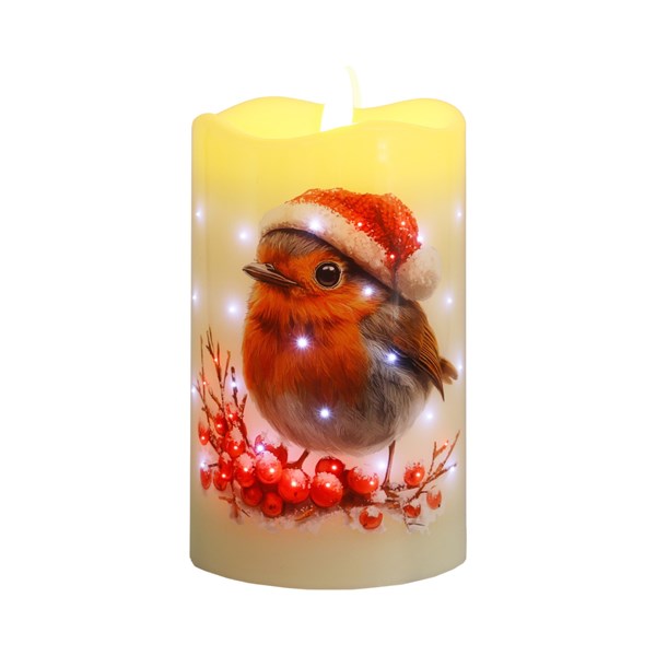 LED Robin Candle 7.5cm x 12.5cm LED Robin Candle 7.5cm x 12.5cm