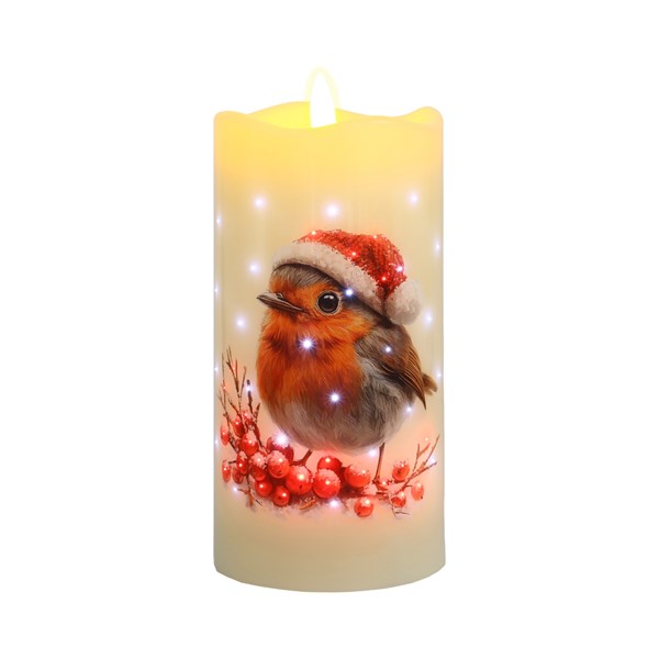 LED Robin Candle 7.5cm x 15cm LED Robin Candle 7.5cm x 15cm