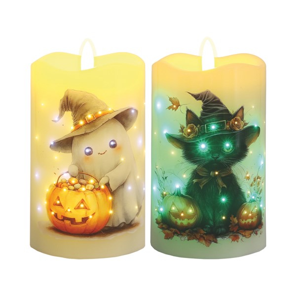 LED Cat & Ghost Candle 12.5cm Assorted LED Cat & Ghost Candle 12.5cm Assorted