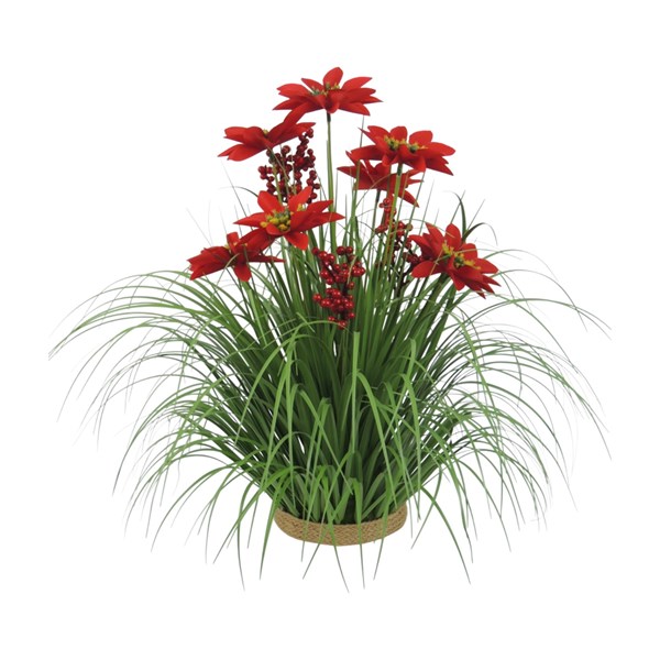 Red Poinsettia & Grass 40cm Red Poinsettia & Grass 40cm