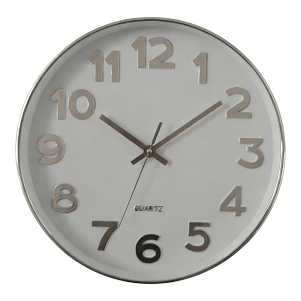 White & Silver Wall Clock 30cm White & Silver Wall Clock 30cm