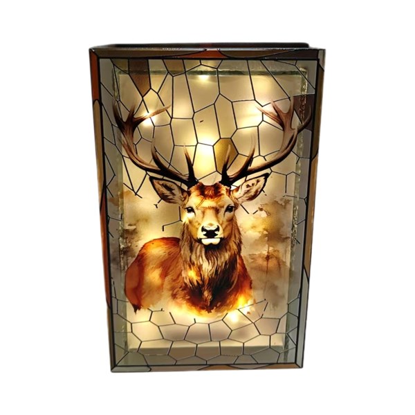 LED Reindeer Stained Glass 21cm LED Reindeer Stained Glass 21cm