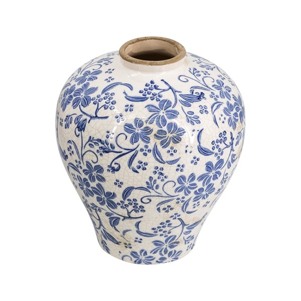 Blue & White Floral Urn 23cm Blue & White Floral Urn 23cm