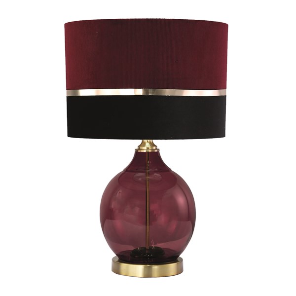 Red and Black Velvet Stripe Table Lamp 50cm Red and Black Velvet Stripe Table Lamp 50cm