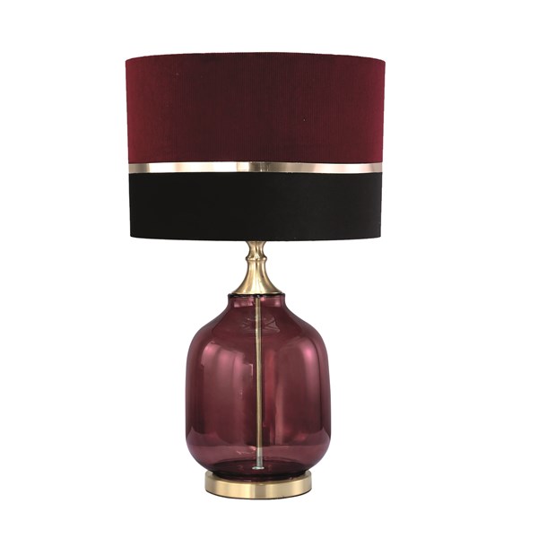 Red and Black Velvet Stripe Table Lamp 60cm Red and Black Velvet Stripe Table Lamp 60cm