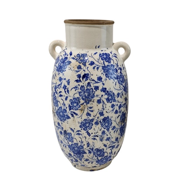 Indigo Floral Amphora Vase 31cm Indigo Floral Amphora Vase 31cm