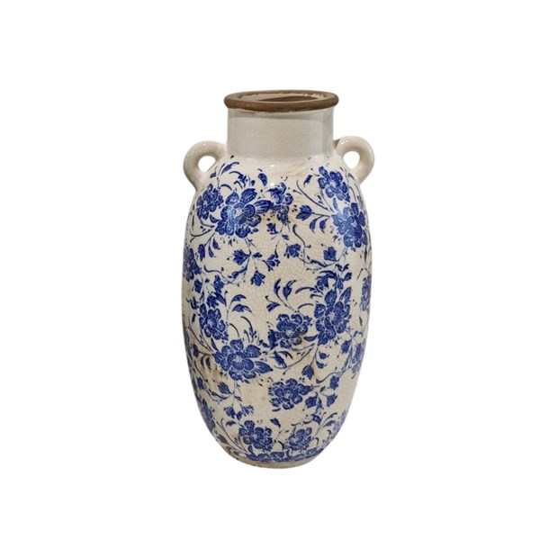 Indigo Floral Amphora Vase 25cm Indigo Floral Amphora Vase 25cm