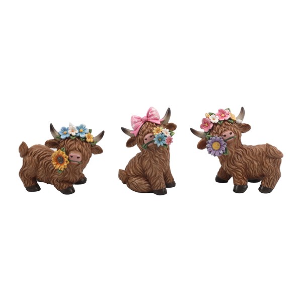Spring Highland Cow 8cm 3 Assorted Spring Highland Cow 8cm 3 Assorted
