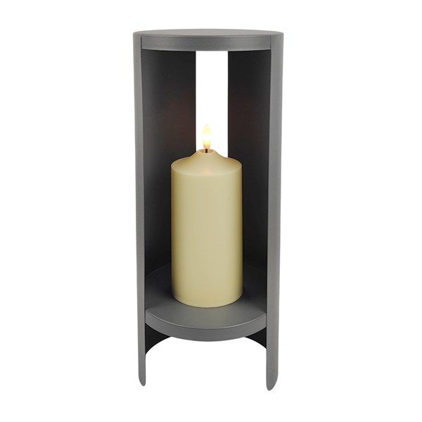 LED Cylinder Candle Holder Grey 36cm LED Cylinder Candle Holder Grey 36cm