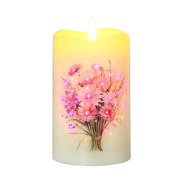 LED Floral Candle 7.5cmx12.5cm LED Floral Candle 7.5cmx12.5cm