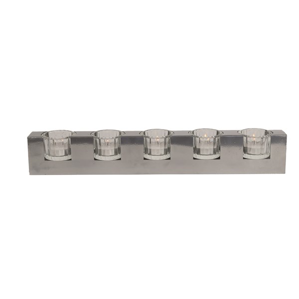 5 Tealight Holder Silver 40cm 5 Tealight Holder Silver 40cm