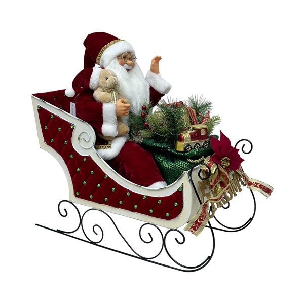 Animted Music Santa Sleigh 60cm Animted Music Santa Sleigh 60cm
