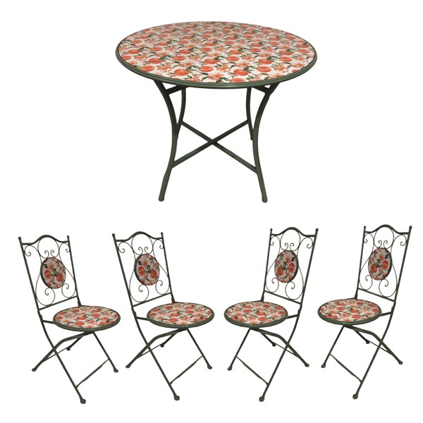 Arpino 4 Seater Bistro Dining Set - Peach Design 90x75cm