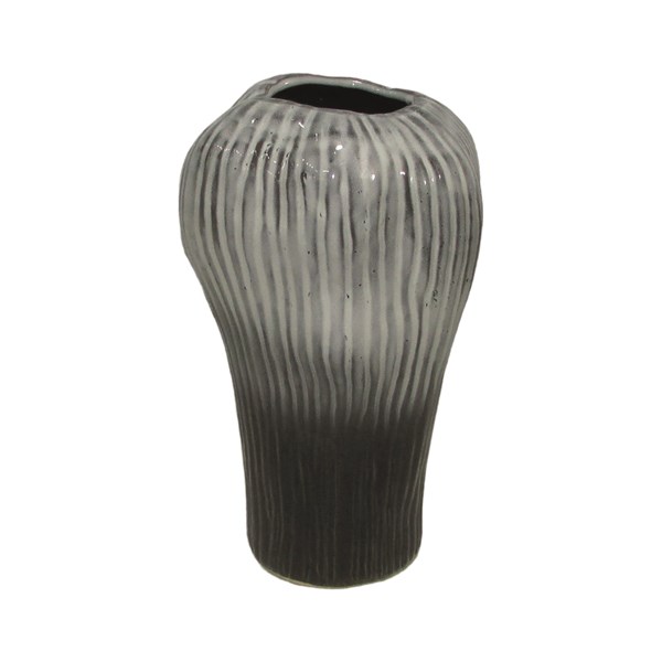 Black and Grey Ombre Stripe Vase 24.5cm Black and Grey Ombre Stripe Vase 24.5cm