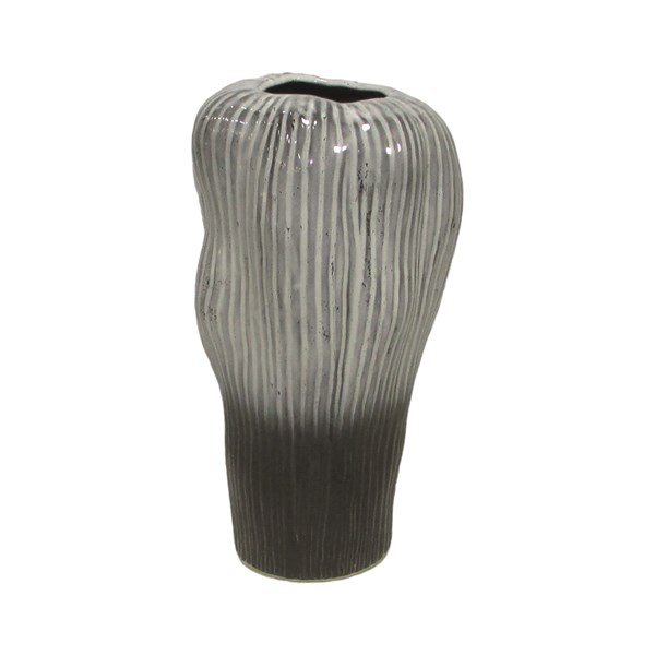 Black and Grey Ombre Stripe Vase 32cm Black and Grey Ombre Stripe Vase 32cm
