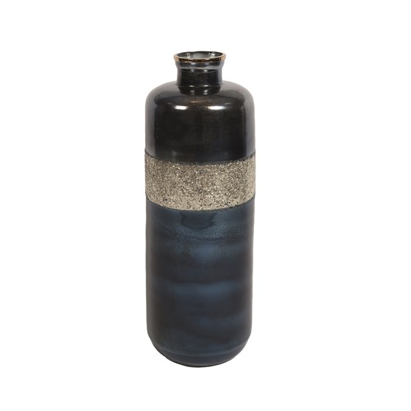 Blue Vase with Gold Crackle Band 64.5cm Blue Vase with Gold Crackle Band 64.5cm