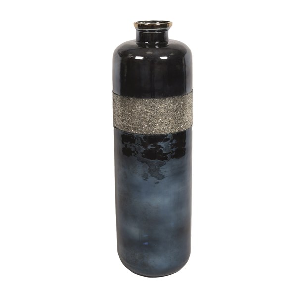 Blue Vase with Gold Crackle Band 76cm Blue Vase with Gold Crackle Band 76cm