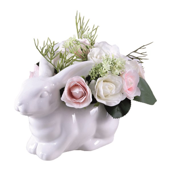 Bunny Pot Wh Floral 24x16cm