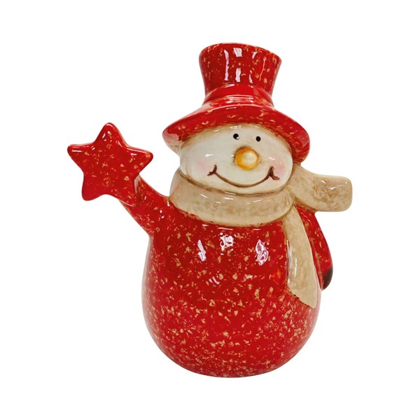 Ceramic Snowman With Star 13cm Ceramic Snowman With Star 13cm