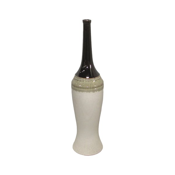 Cream, Green, and Black Narrow Neck Vase 66cm Cream, Green, and Black Narrow Neck Vase 66cm
