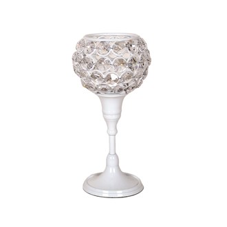 Crystal White Tea Light Holder 19cm