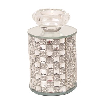 Diamond Mirrored Tea Light Holder 13cm