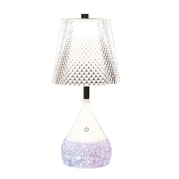 Diamond Shade LED Colour Changing Glitter Lamp 13 x 28cm Diamond Shade LED Colour Changing Glitter Lamp 13 x 28cm