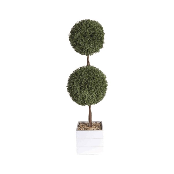 Duo Ball Topiary Tree in Wooden Pot 100cm Duo Ball Topiary Tree in Wooden Pot 100cm