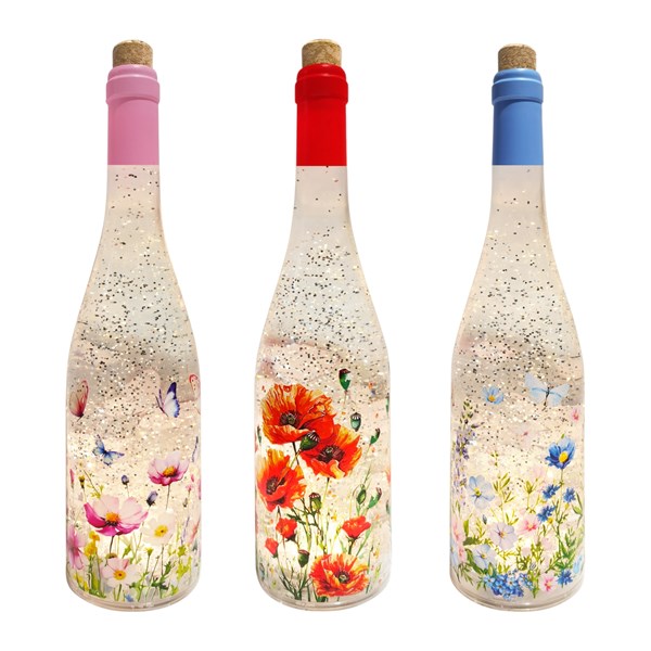 Floral Bottle Spinner 30cm 3 Assorted Floral Bottle Spinner 30cm 3 Assorted