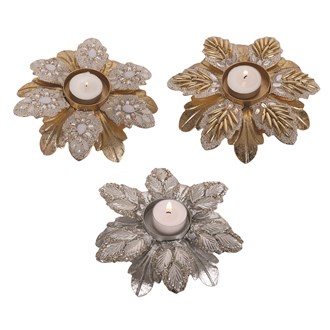 Flower Tea Lights Holder 17cm 3 Assorted