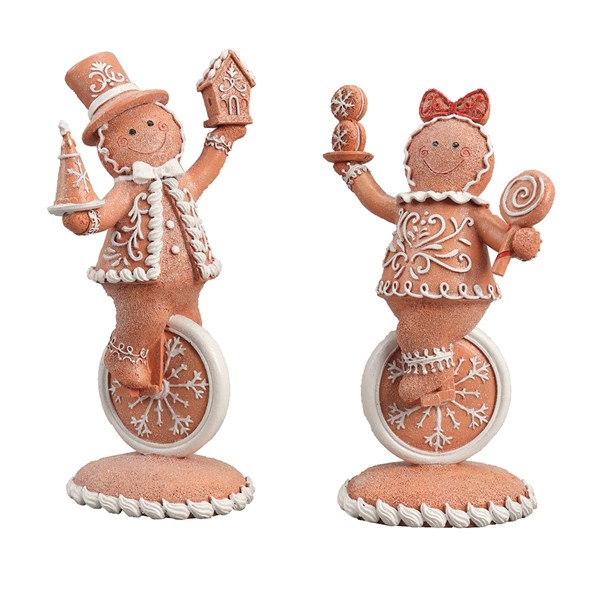 Gingerbread Figurines on Unicycles 27cm 2 Assorted Gingerbread Figurines on Unicycles 27cm 2 Assorted