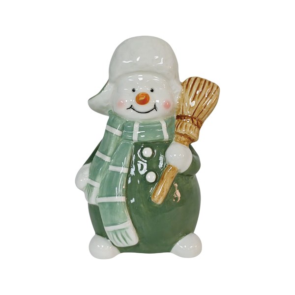 Green Snowman & Broom 9x14cm Green Snowman & Broom 9x14cm
