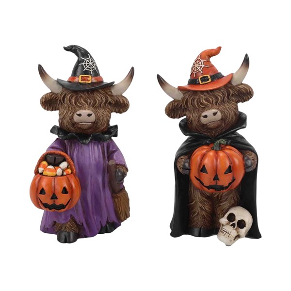 Halloween Highland Cow Witches 20cm 2 Assorted Halloween Highland Cow Witches 20cm 2 Assorted