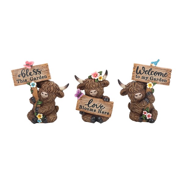 Highland Cow Decor 11cm 3 Asst