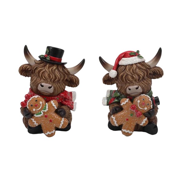Highland Cow and Gingerbread 11cm 2 Assorted Highland Cow and Gingerbread 11cm 2 Assorted