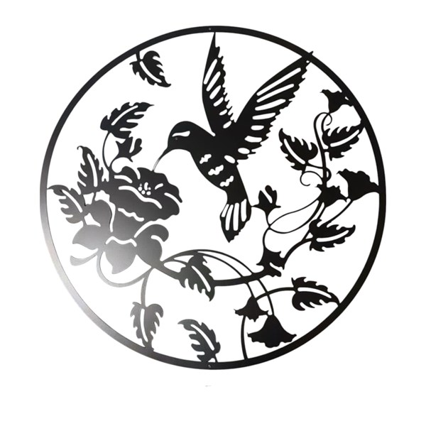 Humming Bird Wall Art Black 60cm
