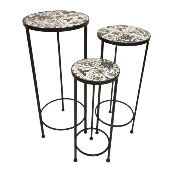 Lazzaro Set of 3 Plant Stands – Floral Design 65cm/60cm/50cm