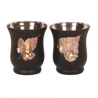 Leaf Design Hurricane 9 cm 2 Assorted