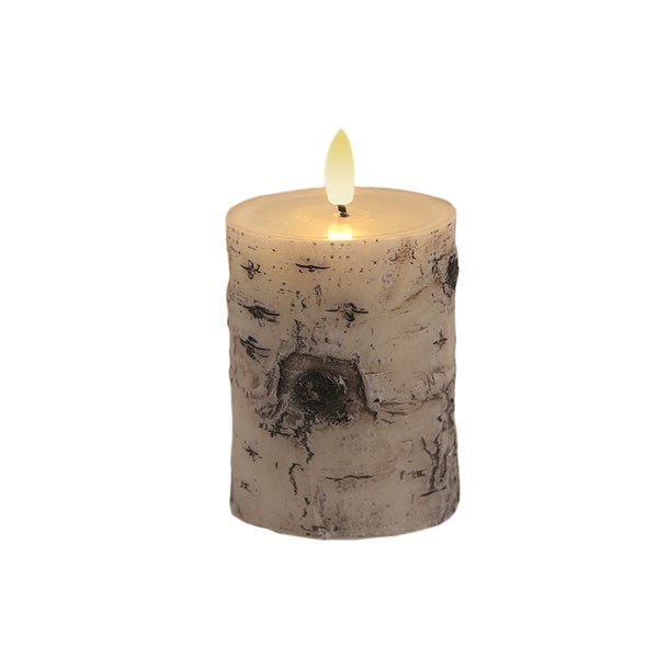LED Birch Candle 7.6x10cm