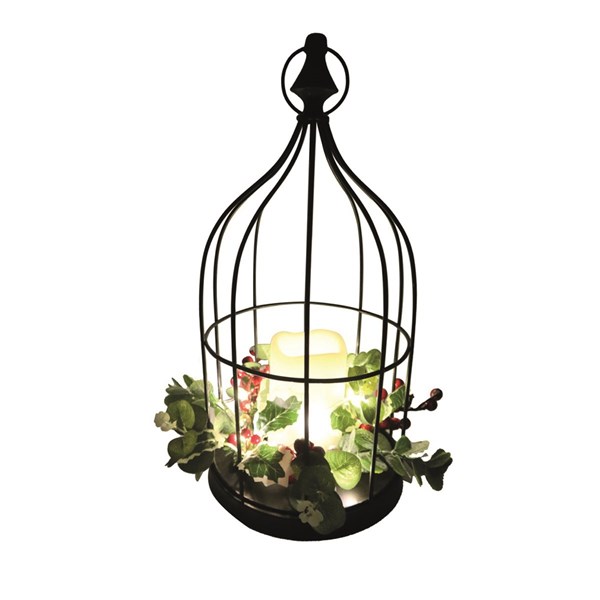 LED Cage Lantern Black 20x40cm LED Cage Lantern Black 20x40cm