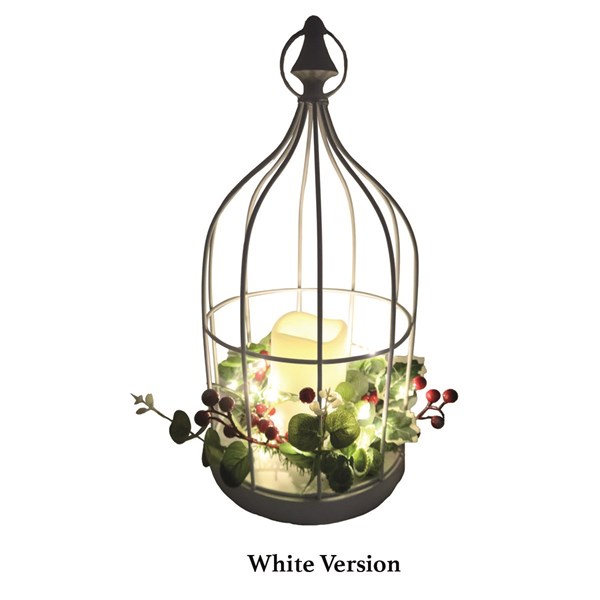 LED Cage Lantern White 20x40cm LED Cage Lantern White 20x40cm