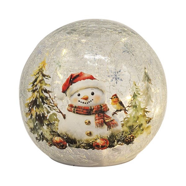 LED Crackle Ball Snowman 12cm LED Crackle Ball Snowman 12cm