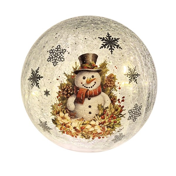 LED Crackle Ball Snowman 15cm LED Crackle Ball Snowman 15cm