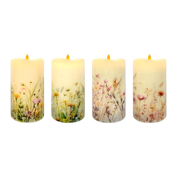 LED Floral Candle 7.5x12cm Ast