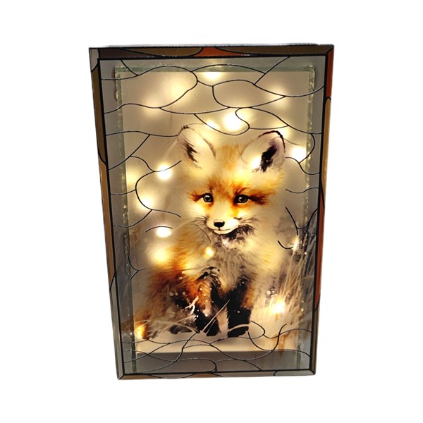 LED Fox Stained Gls 21cm LED Fox Stained Gls 21cm