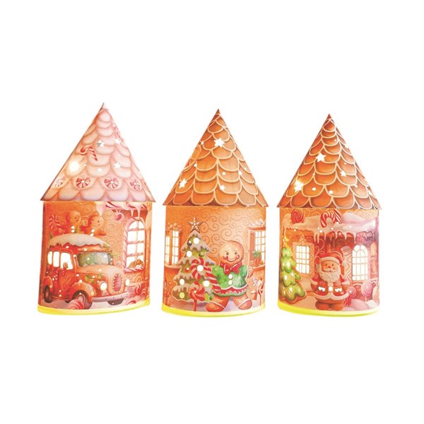 LED Gingerbread House 21cm 3 Assorted LED Gingerbread House 21cm 3 Assorted