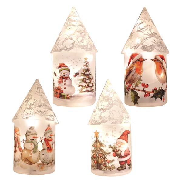 LED Glass House 19cm 4 Assorted LED Glass House 19cm 4 Assorted
