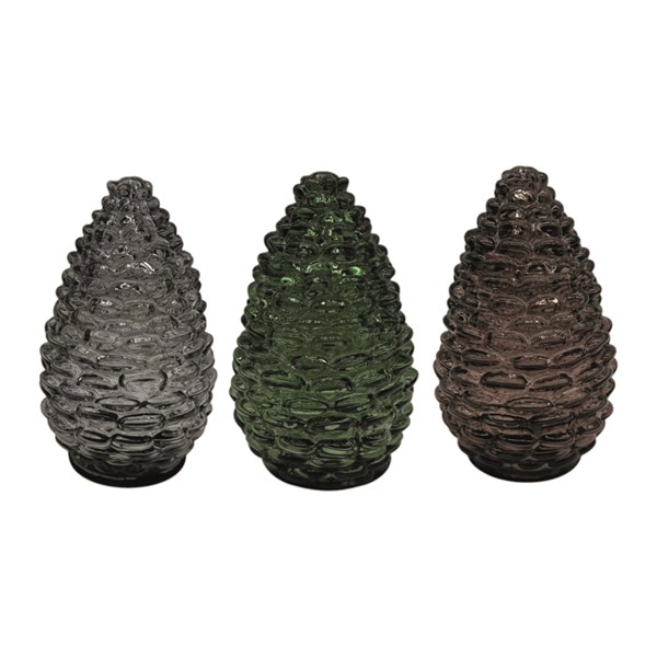 LED Glass Pinecone 15cm 3 Assorted Colours LED Glass Pinecone 15cm 3 Assorted Colours