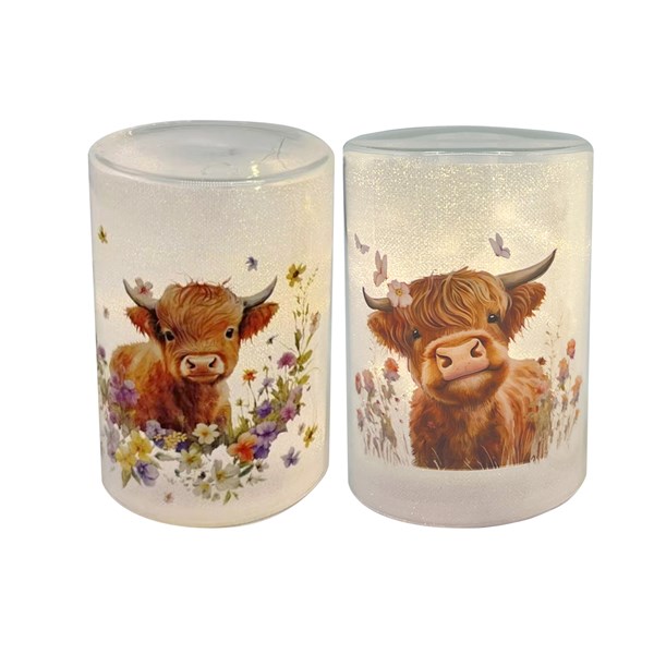 LED Highland Cow 13cm 2 Assorted