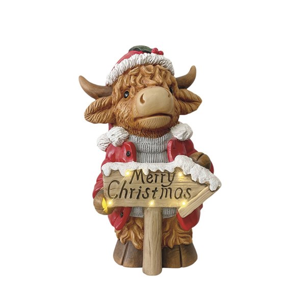 LED Highland Cow Merry Christmas 52cm